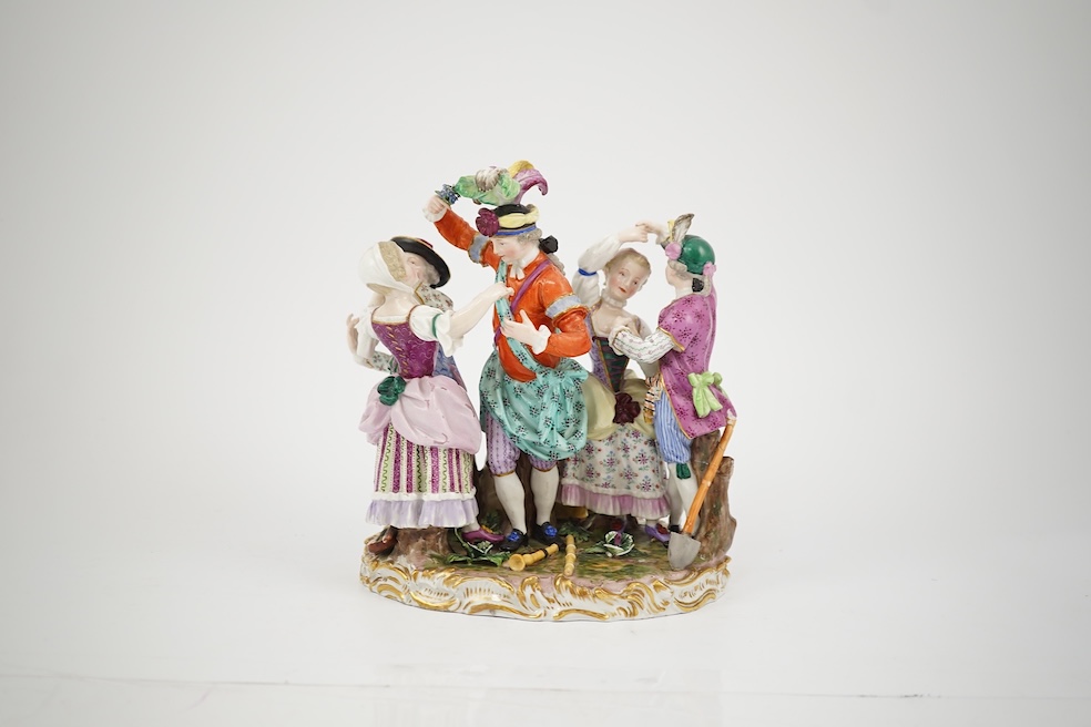 A Meissen porcelain group of the Dance Master and Dancers, late 19th century